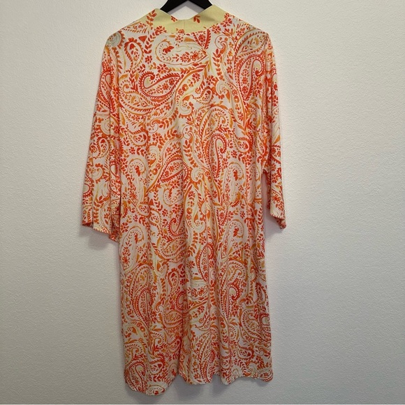 Midnight by Carole Hochman Paisley Robe - Orange and Cream - Picture 5 of 5